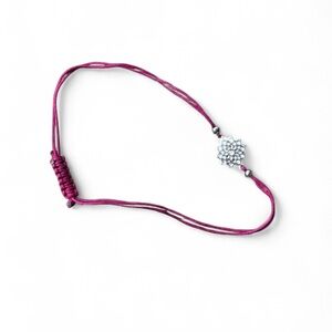 Adjustable Pink Bracelet with Silver Charm